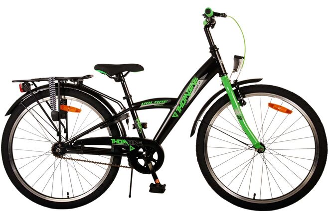 Thombike_24_inch_Zwart_Groen-W1800_9t0k-o6 Volare Thombike Kinderfiets - Jongens - 24 inch - Zwart Groen - Afbeelding 1